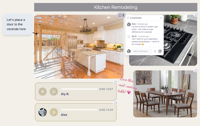 Collaborate via comments, voice, or reactions