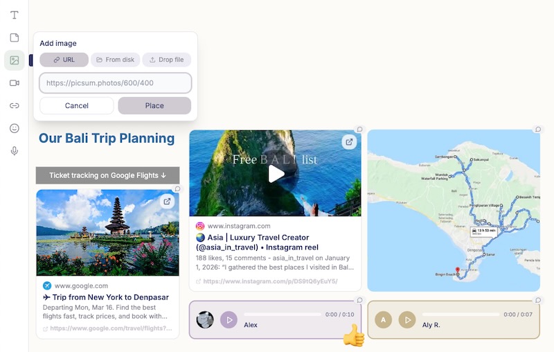 Drag and drop any content onto your board